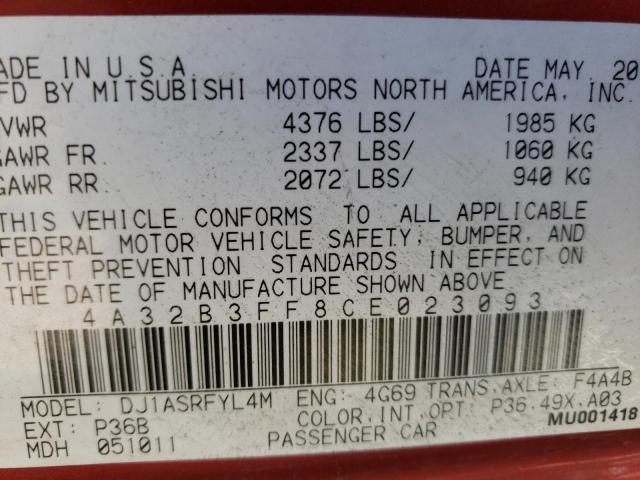 Photo 10 from auction – 2012 MITSUBISHI GALANT ES with VIN 4A32B3FF8CE023093