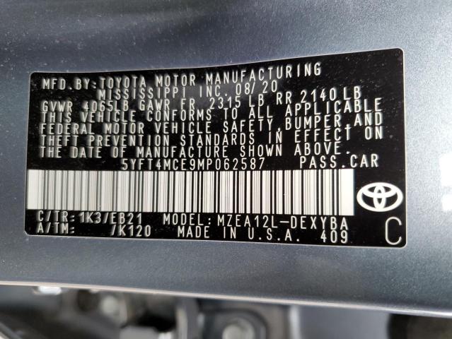 Photo 10 from auction – 2021 TOYOTA COROLLA XS with VIN 5YFT4MCE9MP062587