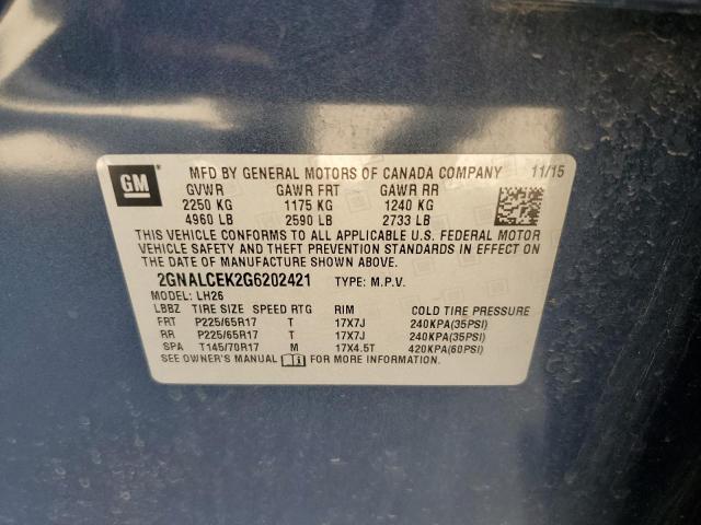 Photo 10 from auction – 2016 CHEVROLET EQUINOX LT with VIN 2GNALCEK2G6202421