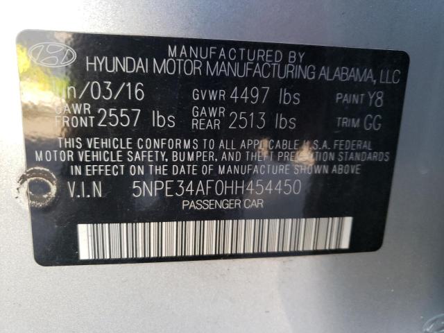 Photo 10 from auction – 2017 HYUNDAI SONATA SPO with VIN 5NPE34AF0HH454450