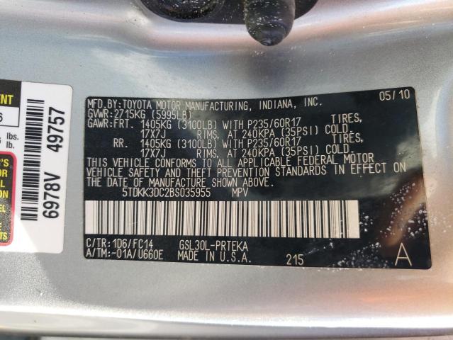 Photo 10 from auction – 2011 TOYOTA SIENNA LE with VIN 5TDKK3DC2BS035955