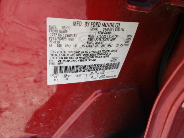 Photo 10 from auction – 2011 FORD EDGE LIMIT with VIN 2FMDK3KC4BBB17338