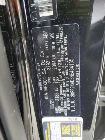 Photo 10 from auction – 2022 KIA FORTE FE with VIN 3KPF24AD5NE434135