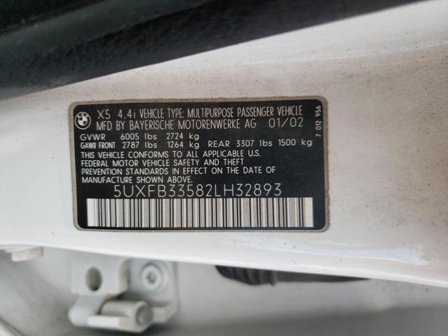 Photo 10 from auction – 2002 BMW X5 4.4I with VIN 5UXFB33582LH32893
