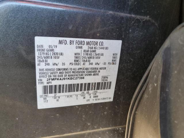 Photo 10 from auction – 2019 FORD EDGE SEL with VIN 2FMPK4J91KBC27398