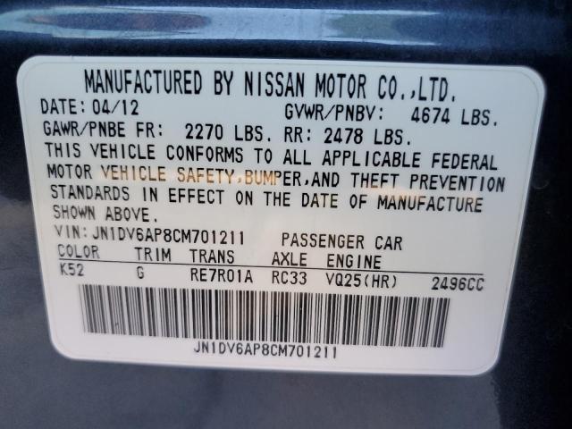 Photo 10 from auction – 2012 INFINITI G25 BASE with VIN JN1DV6AP8CM701211