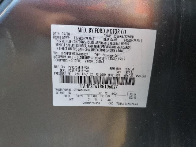 Фото 10 с аукциона – 2011 FORD TAURUS SEL с VIN 1FAHP2EW1BG106027