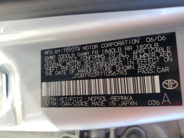 Photo 10 from auction – 2007 TOYOTA YARIS with VIN JTDBT923971056793