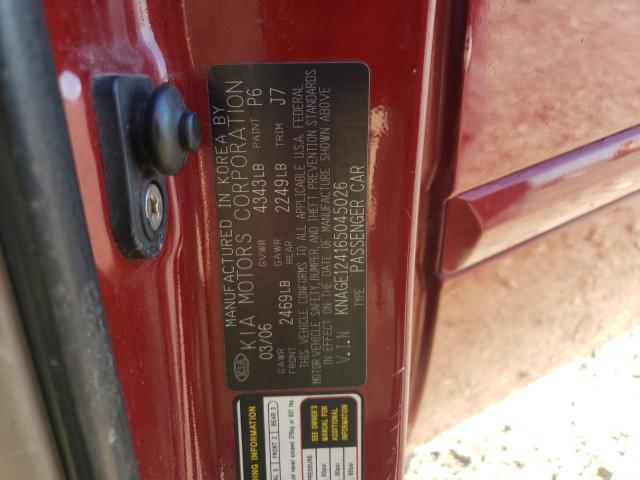 Photo 10 from auction – 2006 KIA OPTIMA LX with VIN KNAGE124165045026