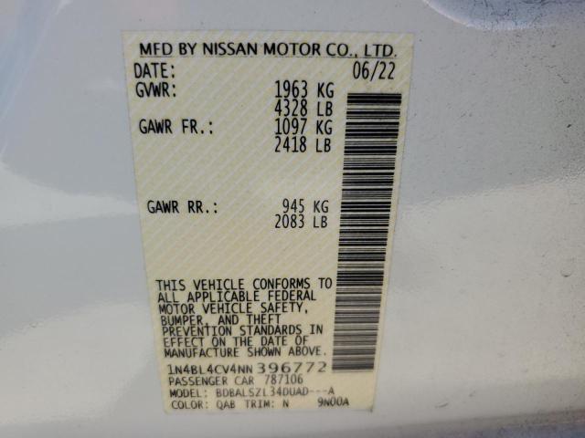 Photo 10 from auction – 2022 NISSAN ALTIMA SR with VIN 1N4BL4CV4NN396772