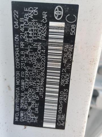 Photo 10 from auction – 2022 TOYOTA COROLLA LE with VIN JTDEPMAE8N3022014