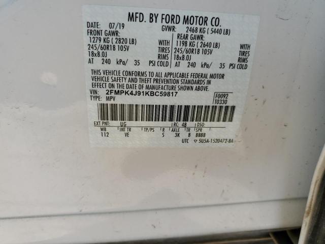 Photo 10 from auction – 2019 FORD EDGE SEL with VIN 2FMPK4J91KBC59817