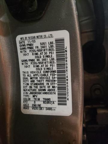 Photo 10 from auction – 2004 NISSAN PATHFINDER with VIN JN8DR09X14W803074