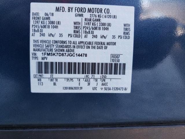 Photo 10 from auction – 2018 FORD EXPLORER X with VIN 1FM5K7D87JGC14478