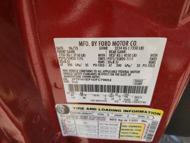 Photo 10 from auction – 2013 FORD F150 SUPER with VIN 1FTFW1EF1DFC79652