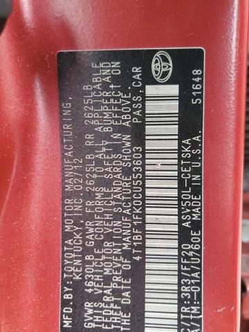 Photo 10 from auction – 2012 TOYOTA CAMRY with VIN 4T1BF1FK0CU553603