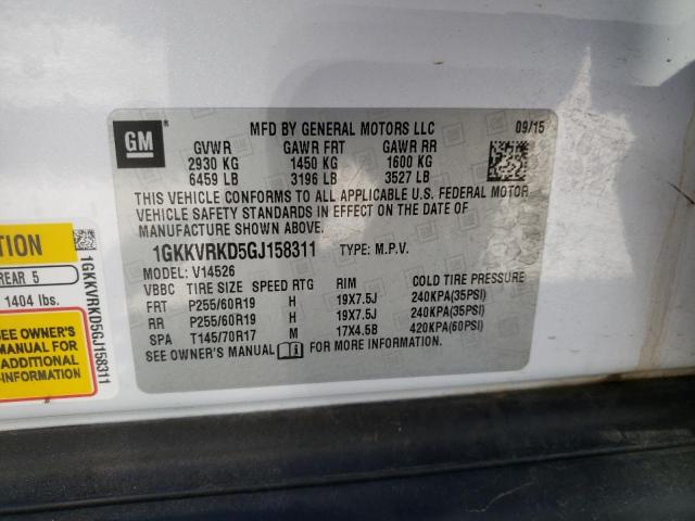 Photo 10 from auction – 2016 GMC ACADIA SLT with VIN 1GKKVRKD5GJ158311