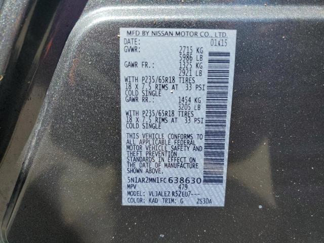 Photo 10 from auction – 2015 NISSAN PATHFINDER with VIN 5N1AR2MN1FC638630