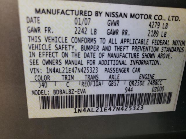 Photo 10 from auction – 2007 NISSAN ALTIMA 2.5 with VIN 1N4AL21E47N425323