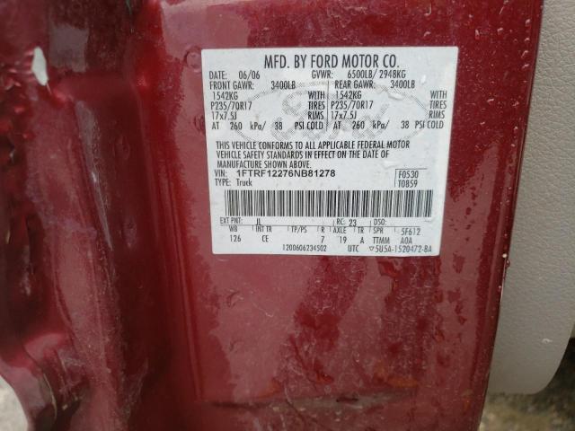 Photo 10 from auction – 2006 FORD F150 with VIN 1FTRF12276NB81278