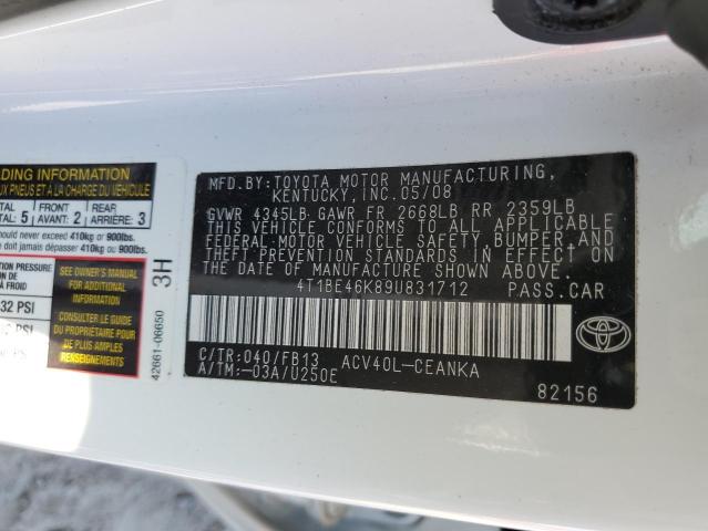 Photo 10 from auction – 2009 TOYOTA CAMRY BASE with VIN 4T1BE46K89U831712