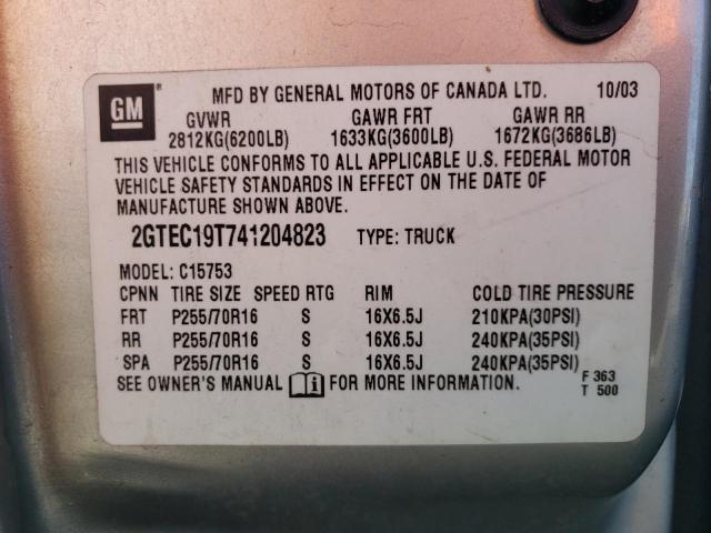 Photo 10 from auction – 2004 GMC NEW SIERRA with VIN 2GTEC19T741204823