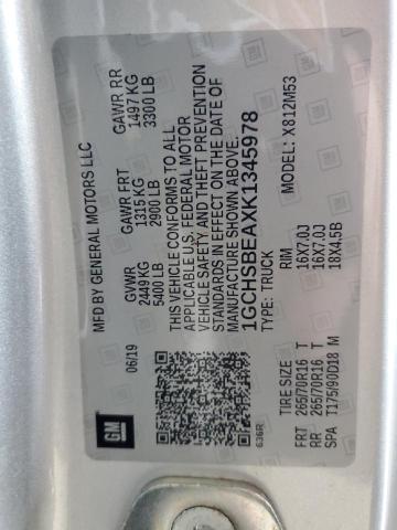 Photo 10 from auction – 2019 CHEVROLET COLORADO with VIN 1GCHSBEAXK1345978