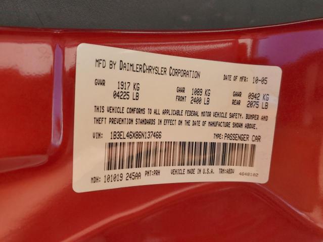 Photo 10 from auction – 2006 DODGE STRATUS SX with VIN 1B3EL46X86N137466