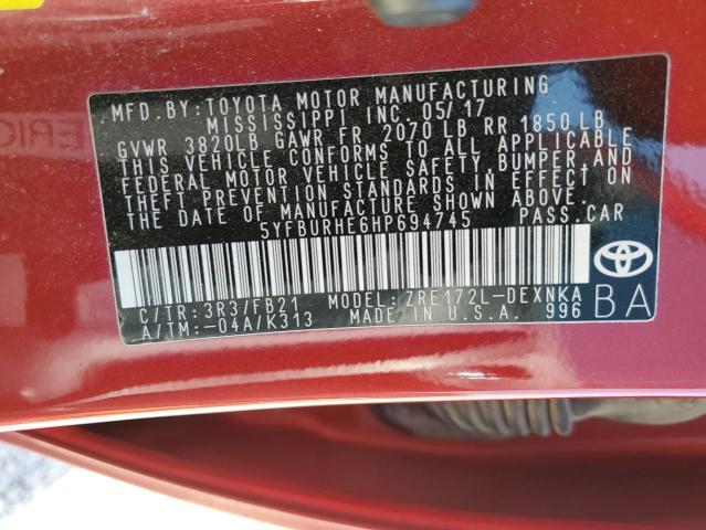 Photo 10 from auction – 2017 TOYOTA COROLLA L with VIN 5YFBURHE6HP694745