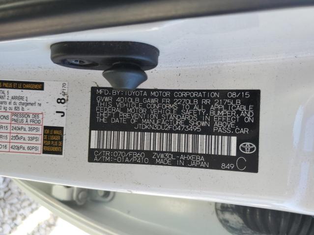 Photo 10 from auction – 2015 TOYOTA PRIUS with VIN JTDKN3DU2F0473495