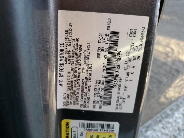 Photo 10 from auction – 2014 FORD FUSION SE with VIN 3FA6P0HD1ER348299