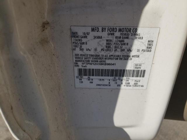 Photo 10 from auction – 2008 FORD F150 SUPER with VIN 1FTPW12VX8KB96041