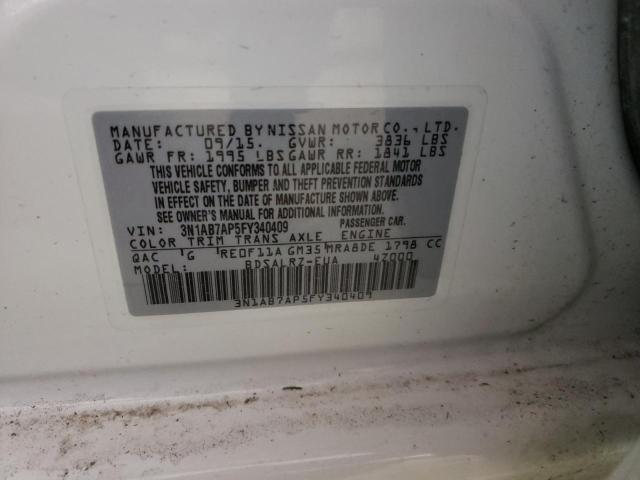 Photo 10 from auction – 2015 NISSAN SENTRA S with VIN 3N1AB7AP5FY340409
