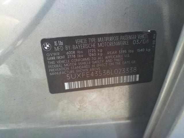 Photo 10 from auction – 2008 BMW X5 3.0I with VIN 5UXFE43538L023338