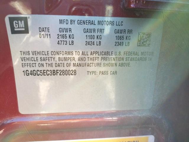 Photo 10 from auction – 2011 BUICK LACROSSE C with VIN 1G4GC5EC3BF280028