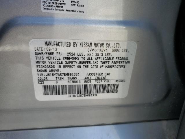 Photo 10 from auction – 2014 INFINITI Q50 BASE with VIN JN1BV7AR7EM694334
