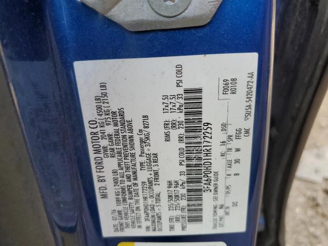Photo 10 from auction – 2017 FORD FUSION SE with VIN 3FA6P0HD1HR172259