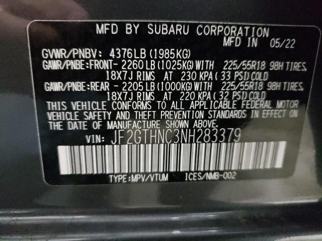 Photo 10 from auction – 2022 SUBARU CROSSTREK with VIN JF2GTHNC3NH283379