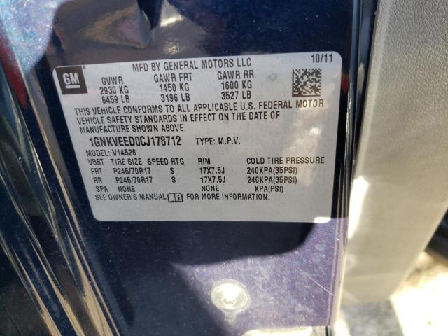 Photo 10 from auction – 2012 CHEVROLET TRAVERSE L with VIN 1GNKVEED0CJ178712