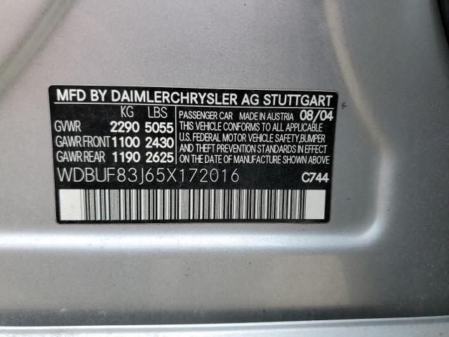 Photo 10 from auction – 2005 MERCEDES-BENZ E 500 4MAT with VIN WDBUF83J65X172016