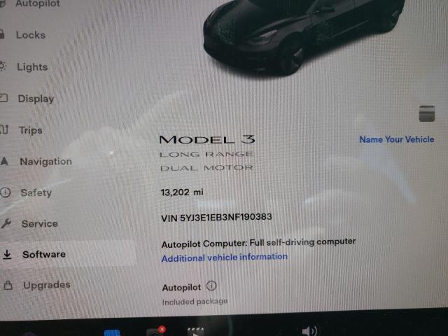 Photo 8 from auction – 2022 TESLA MODEL 3 with VIN 5YJ3E1EB3NF190383