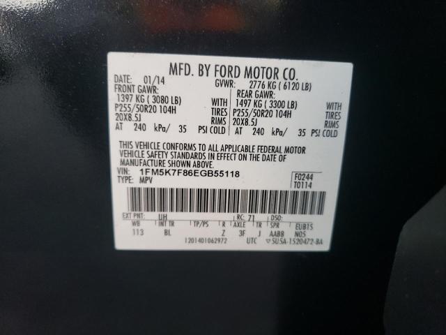 Photo 10 from auction – 2014 FORD EXPLORER L with VIN 1FM5K7F86EGB55118