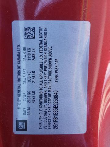 Photo 10 from auction – 2014 CHEVROLET CAMARO LT with VIN 2G1FB1E36E9259840