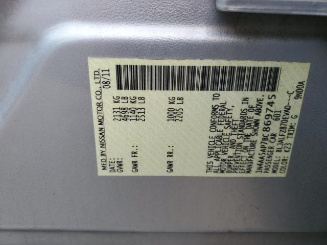 Photo 10 from auction – 2011 NISSAN MAXIMA S with VIN 1N4AA5AP7BC869745