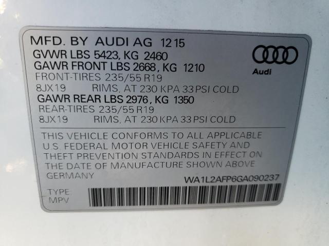 Photo 10 from auction – 2016 AUDI Q5 PREMIUM with VIN WA1L2AFP6GA090237