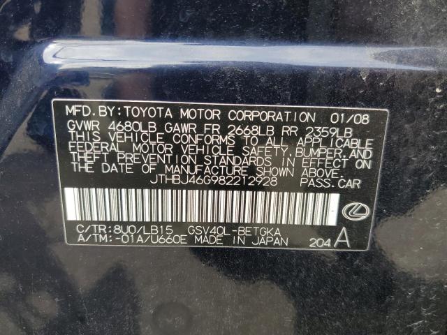 Photo 10 from auction – 2008 LEXUS ES 350 with VIN JTHBJ46G982212928