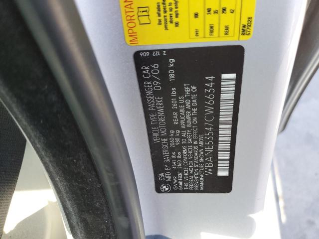 Photo 10 from auction – 2007 BMW 525 I with VIN WBANE53547CW66344