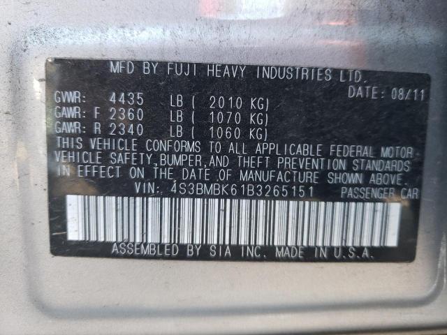 Photo 10 from auction – 2011 SUBARU LEGACY 2.5 with VIN 4S3BMBK61B3265151