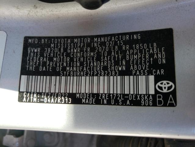Photo 10 from auction – 2015 TOYOTA COROLLA L with VIN 5YFBURHE2FP282383
