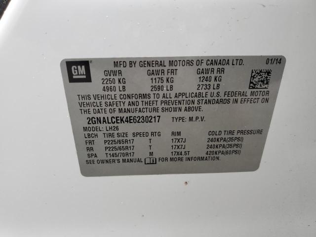 Photo 10 from auction – 2014 CHEVROLET EQUINOX LT with VIN 2GNALCEK4E6230217